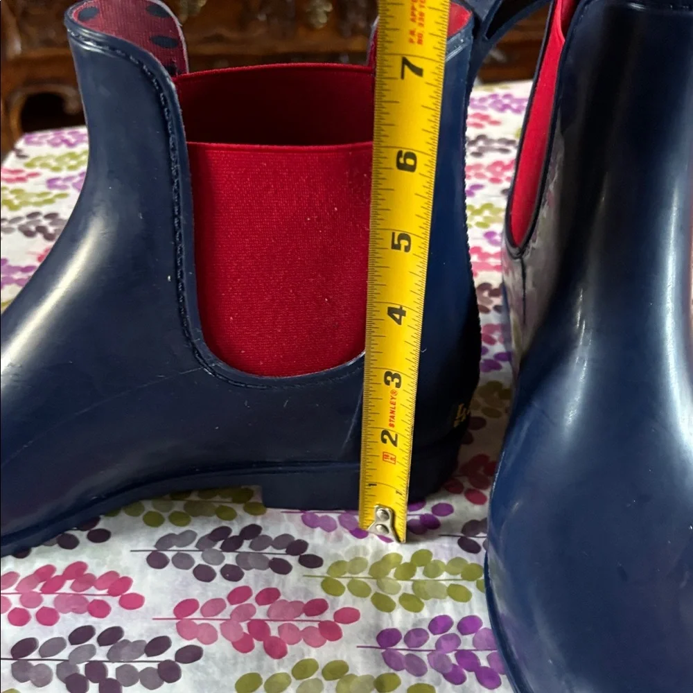 Ralph Lauren Navy Chelsea Rain Boots with Red Elastic - Picture 5 of 5